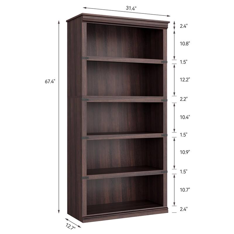 Farmhouse 5-Tier Bookcase for Home Office/Living Room