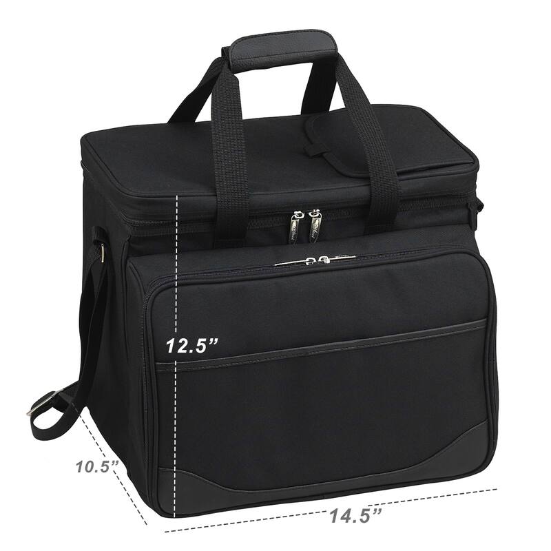 Picnic at Ascot Equipped Insulated Picnic Cooler Bag with Service for 4 - Black/Paris