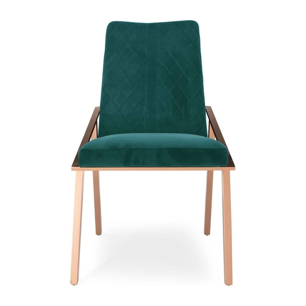 Nolan Rose Gold Stainless Steel Dining Chair, Set of 2