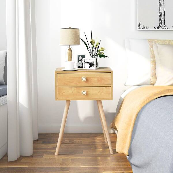 Costway Mid Century Modern 2 Drawers Nightstand In Natural Sofa Side On Sale Overstock 23080423 Newest oldest price ascending price descending relevance. usd