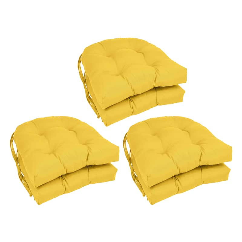 16-inch U-Shaped Indoor Twill Chair Cushions (Set of 2, 4, or 6) - 16" x 16" - Set of 6 - Sunset