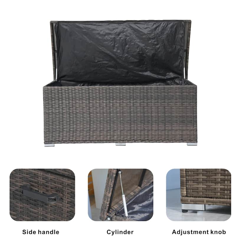 64 / 131 Gallon Outdoor Rattan Storage Deck Box with Metal Frame