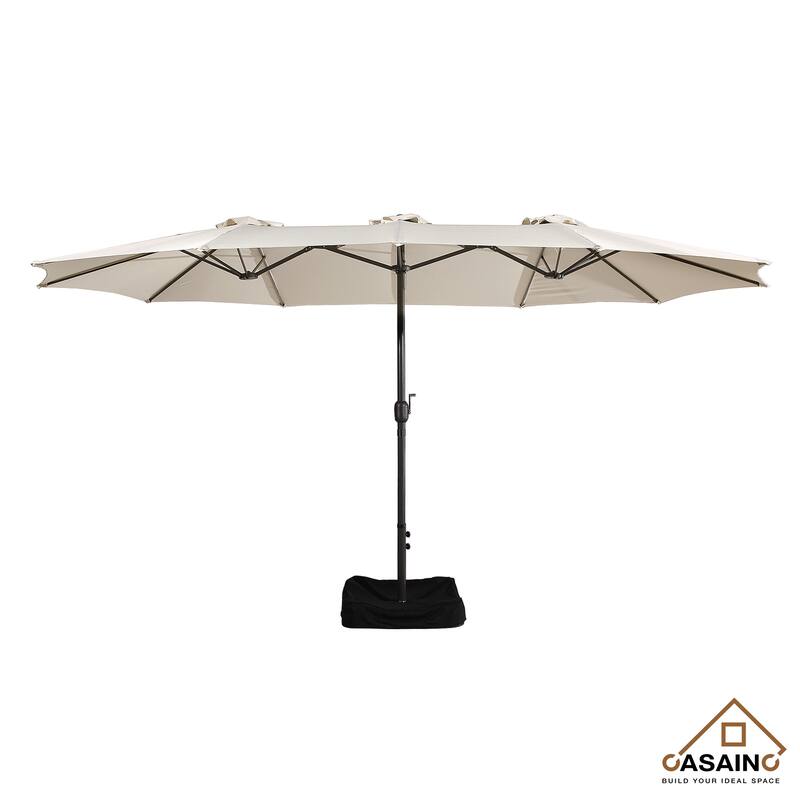 15-ft. Rectangular Crank Double-sided Large Outdoor Market Umbrella Patio Umbrella with Base Included