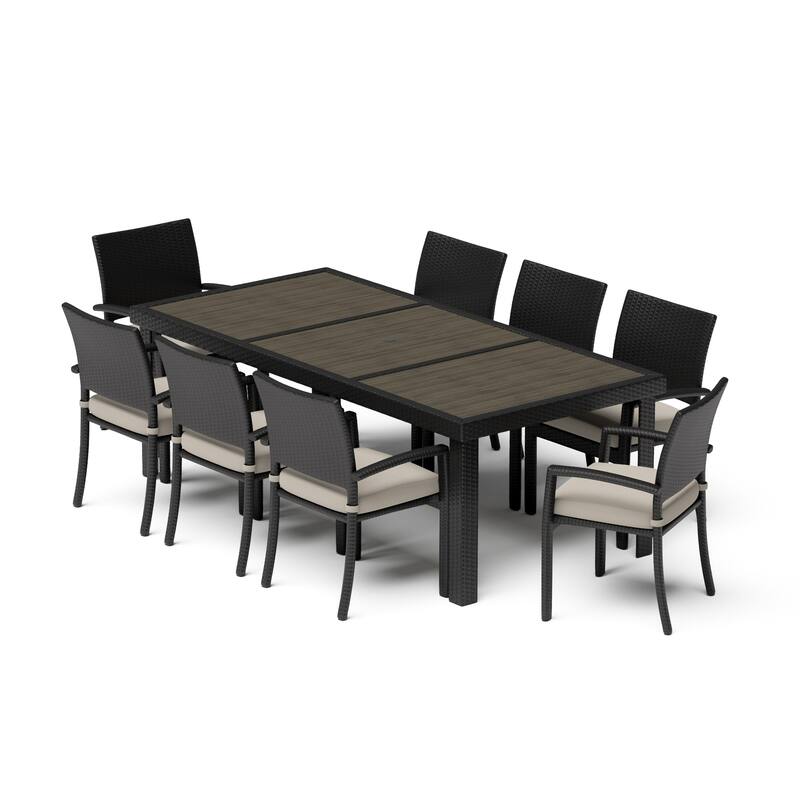 Portofino Comfort 17 Piece Sunbrella Outdoor Motion Wood Estate Set