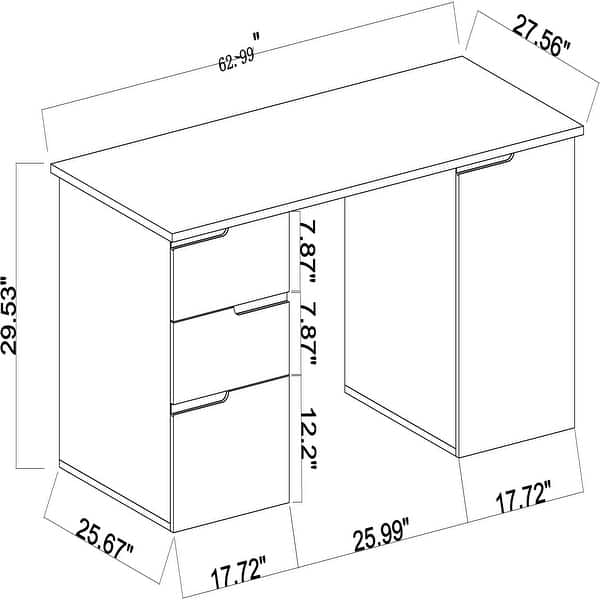 Somette Modern Wooden Desk with 3 Drawers & 1 Door Bed Bath & Beyond