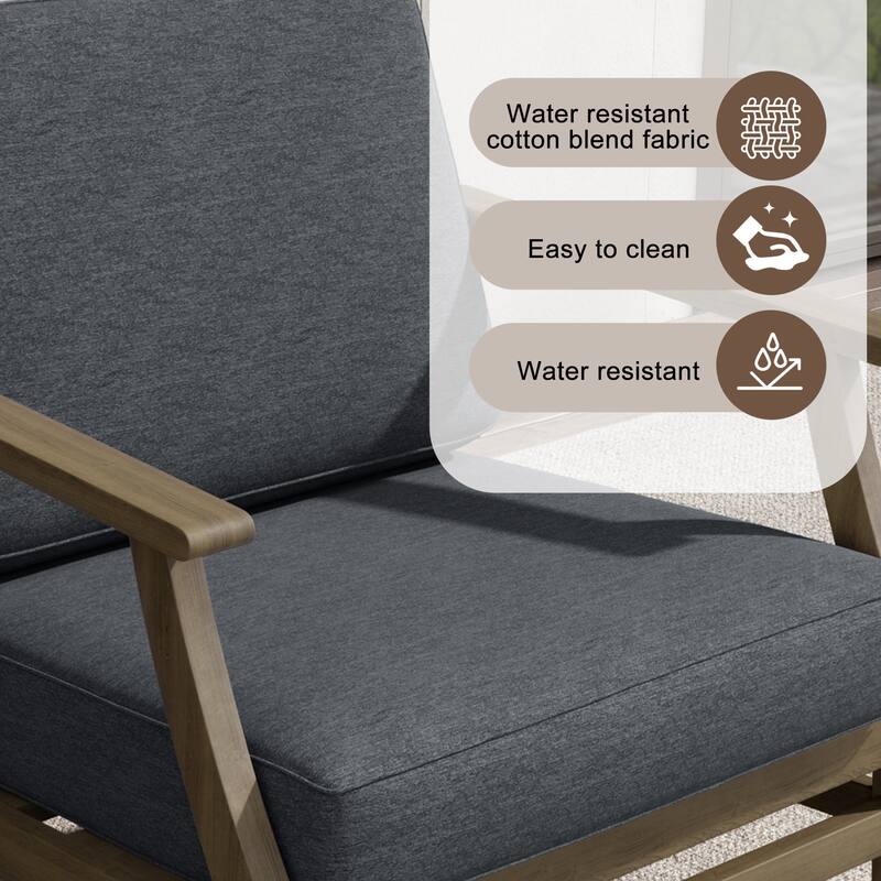 Teak Outdoor Patio Conversation Set with Cushions and Tables (6-Piece)