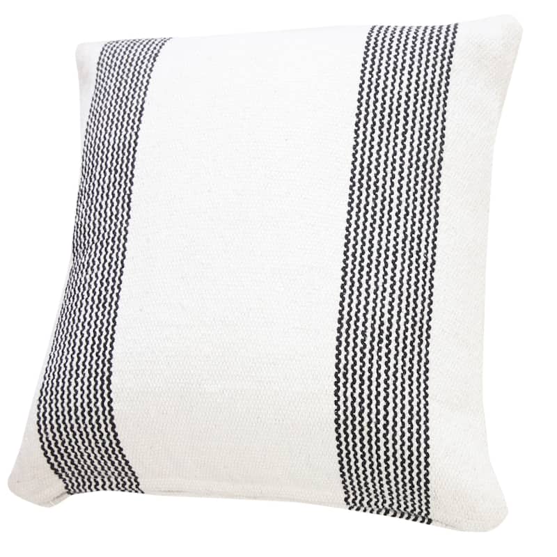 HomeRoots 20" X 20" Black And White 100% Cotton Geometric Zippered Pillow