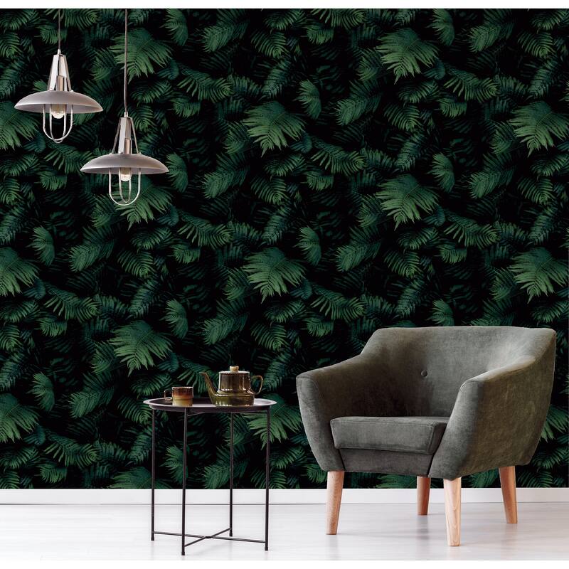 Fern Leaf Wall Green Wallpaper - 20.8 in. W x 33ft L - Double Roll