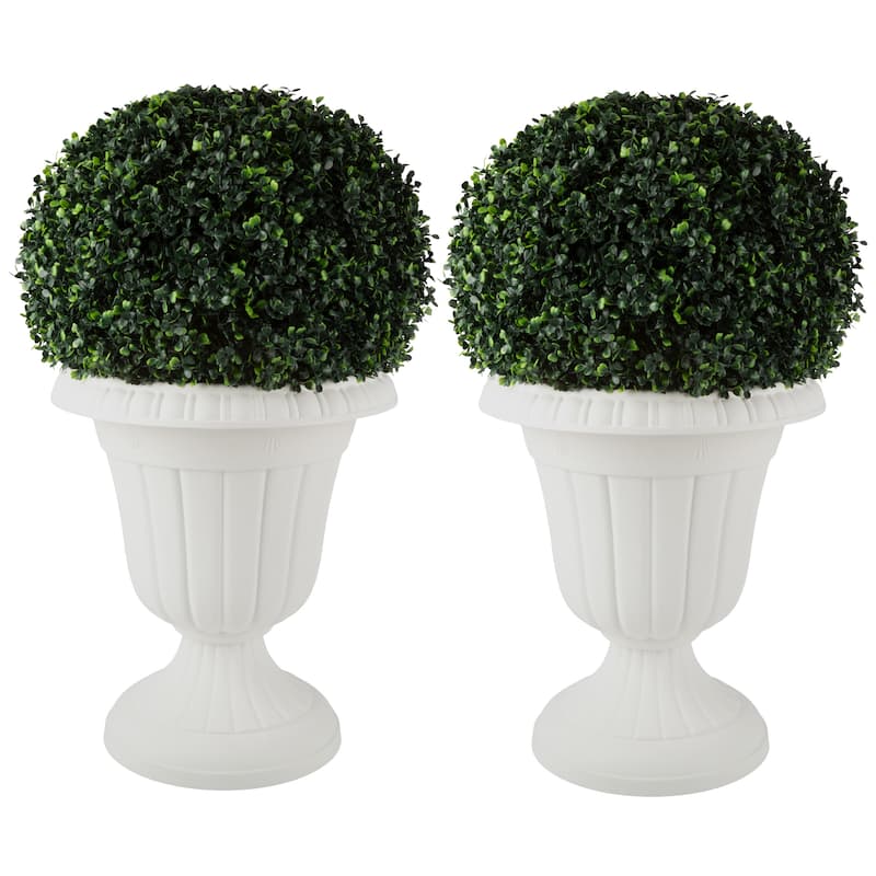 Pure Garden 16x18-Inch Outdoor Planter 2-Pack - Plastic Urn Planters