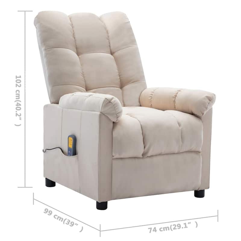 vidaXL Massage Recliner Chair Electric Reclining Chair for Elderly Fabric - 29.1" x 39" x 40.2"