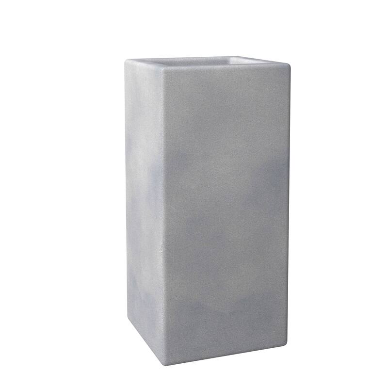 Modern Tall Square in Fiberstone and MGO Clay Planter Terra Series - 20 Inch - Aged Concrete