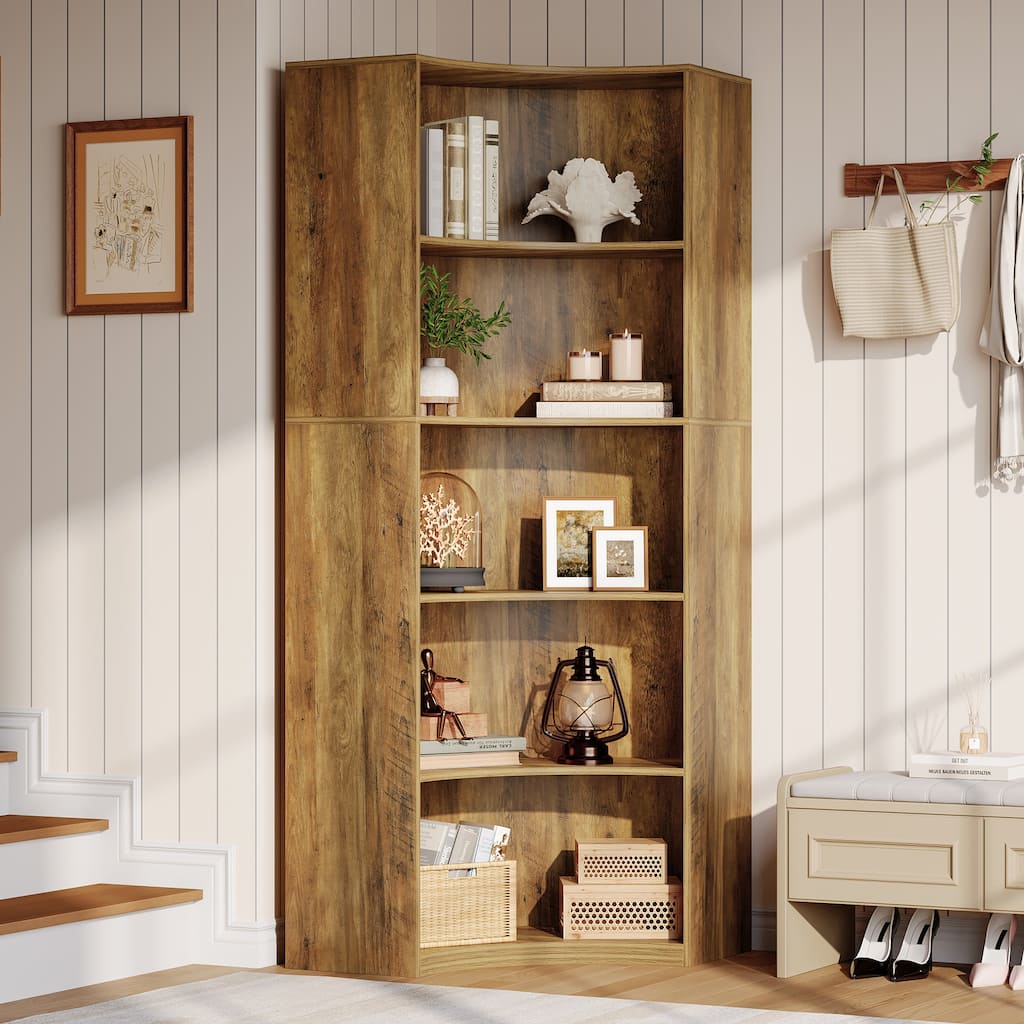 6-Tier Corner Bookshelf/Bookcase, 70.9" Corner Shelf, Storage Cabinet for Living Room, Kitchen, Home Office