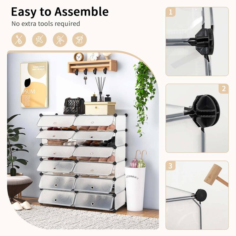 12-Cube Shoe Rack DIY Plastic Shoe Cabinet Multi Use Modular Shelf