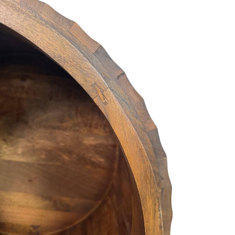 Harrison Groove Coffee Table - Elegant Round Solid Wood Top Side Table