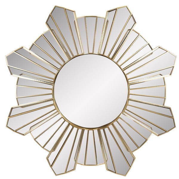 Shop Black Friday Deals On 25 Gold And Silver Sunburst Wave Round Mirror Wall Decor Overstock 16541803