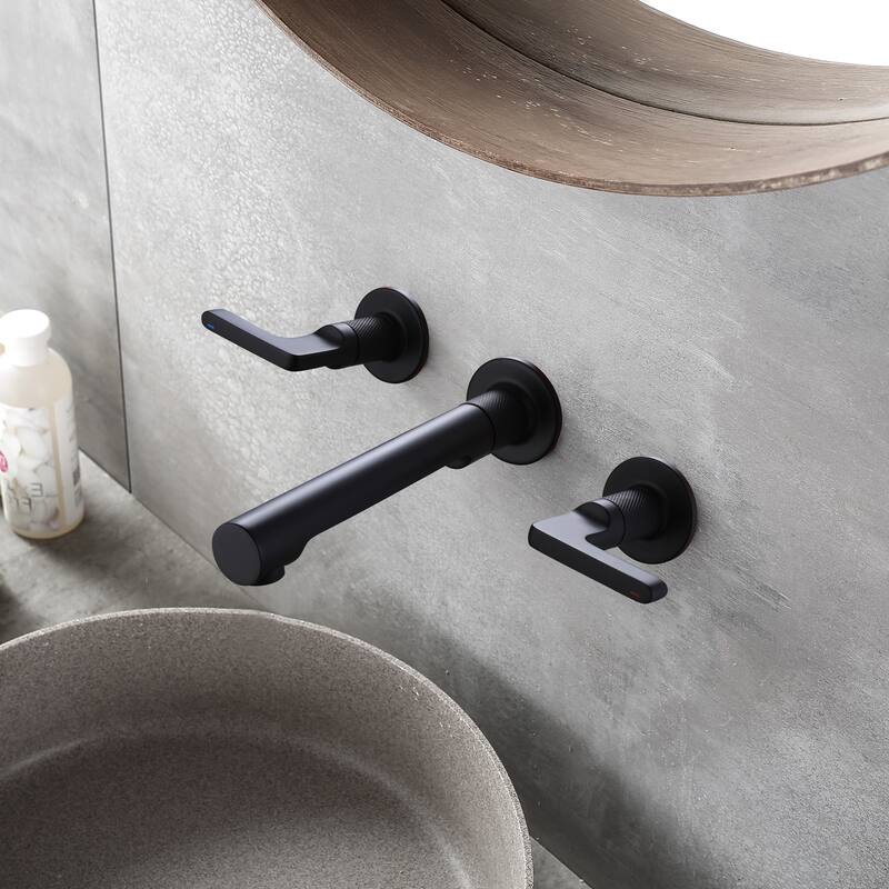 Two Handles Wall Mounted widespread Bathroom Faucet