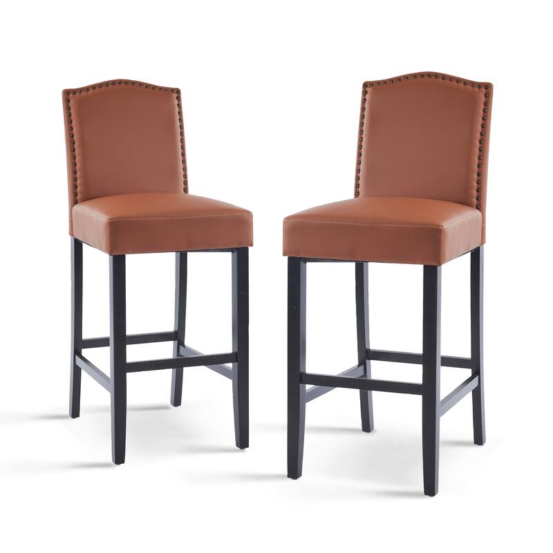 Barstools Set of 2, Counter Height Upholstered Bar Stools for Kitchen Island, Rubberwood Legs Seating 300LBS Weight Capacity
