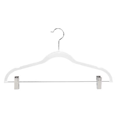 Simplify 6 Pack Velvet Hangers with Clips in White - 0.16" x 16.93" x 9.06"