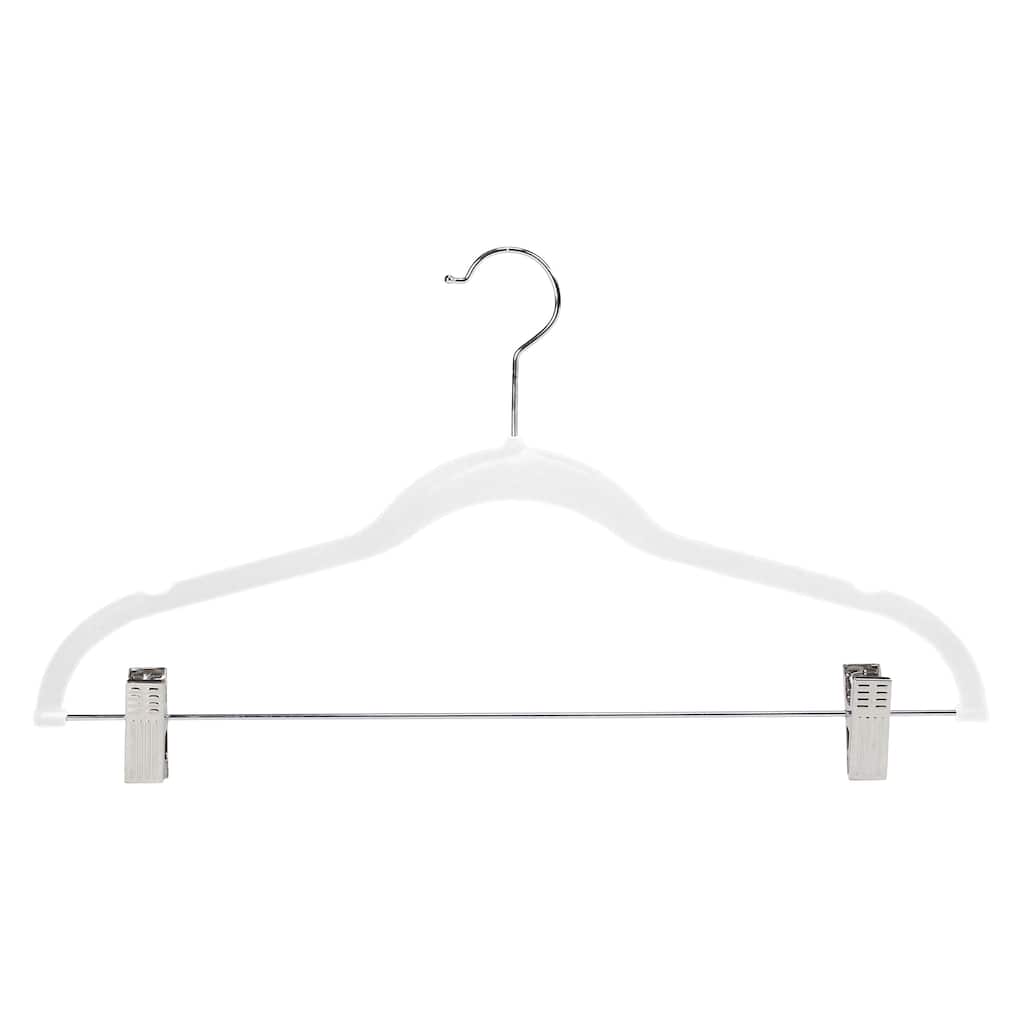 Simplify 6 Pack Velvet Hangers with Clips in White - 0.16" x 16.93" x 9.06"