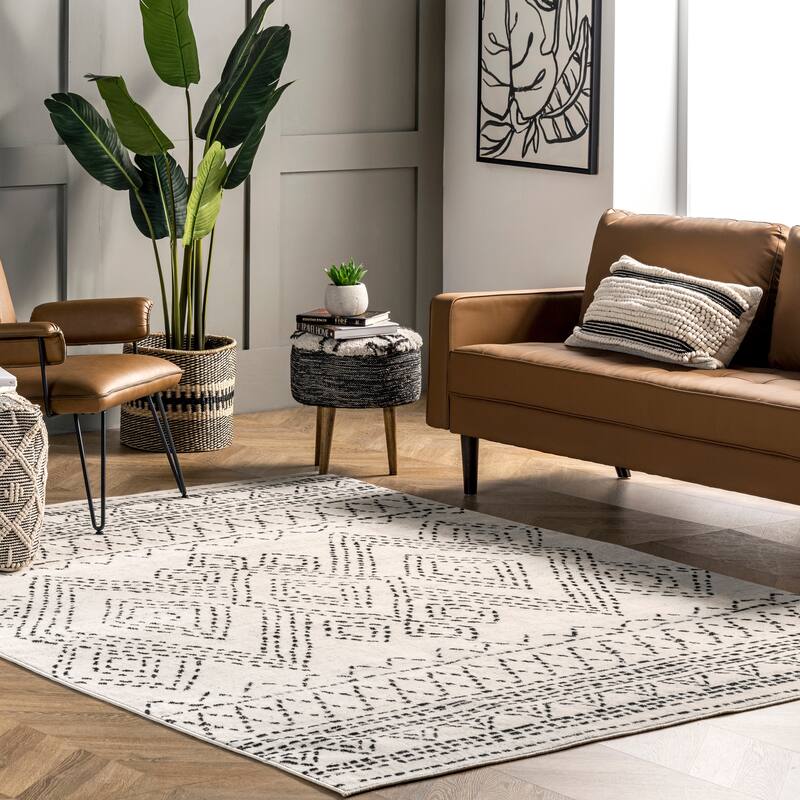 Nuloom Olivia Transitional Moroccan Area Rug - 4' x 6' - Beige - Rectangle
