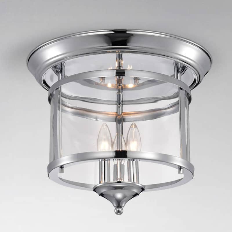Melodi Polished Chrome Metal/Glass Cage 3-Light Flush Mount