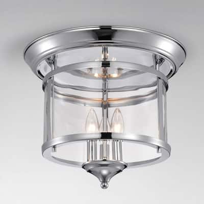 Melodi Polished Chrome Metal/Glass Cage 3-Light Flush Mount