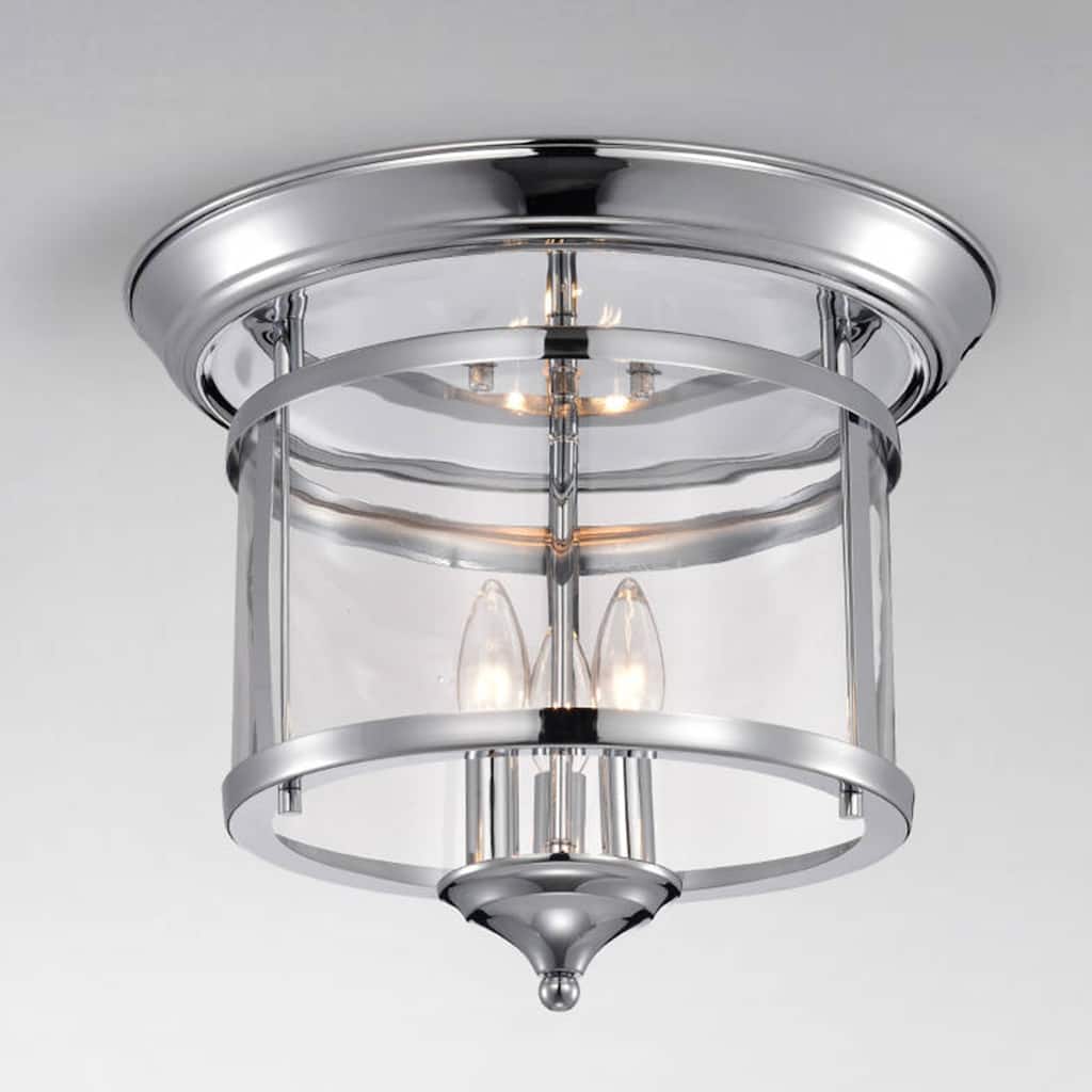 Melodi Polished Chrome Metal/Glass Cage 3-Light Flush Mount