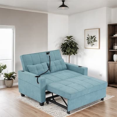 3-in-1 Pull Out Convertible Sleeper Chair w/ USB Ports,Wear Resistant