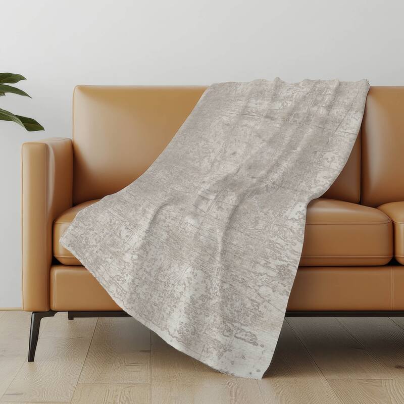 Premium Machine Washable Solid Imprints Sherpa Throw Blanket