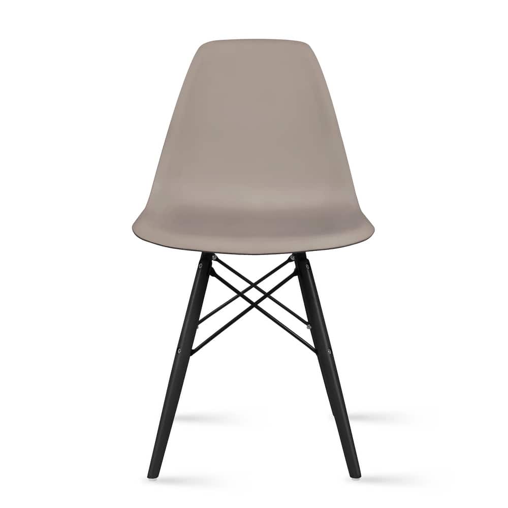 Modern Plastic Eiffel Side Chairs – Armless Molded Shell with Black Wood-Look Eiffel Legs for Dining, Office & Accent