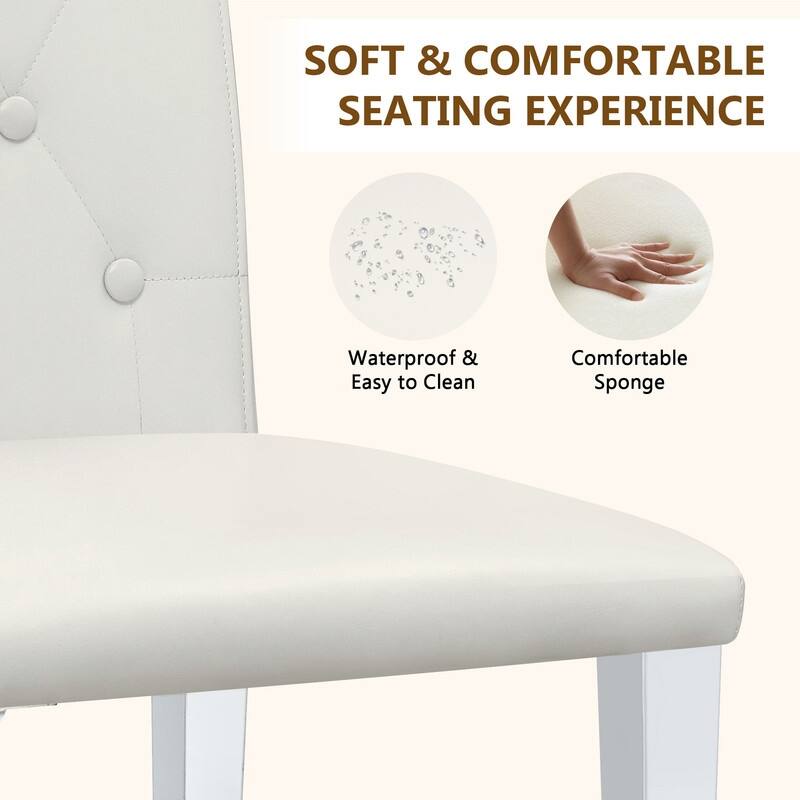 4-Pack Modern PU Dining Chairs with Ergonomic Buckle Backrest, Silver Metal Legs - Comfort & Style for Home & Commercial Use