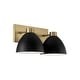 preview thumbnail 1 of 6, Ross 2-Light Vanity - 16.5"W x 8"H x 8.5"E Aged Brass and Black