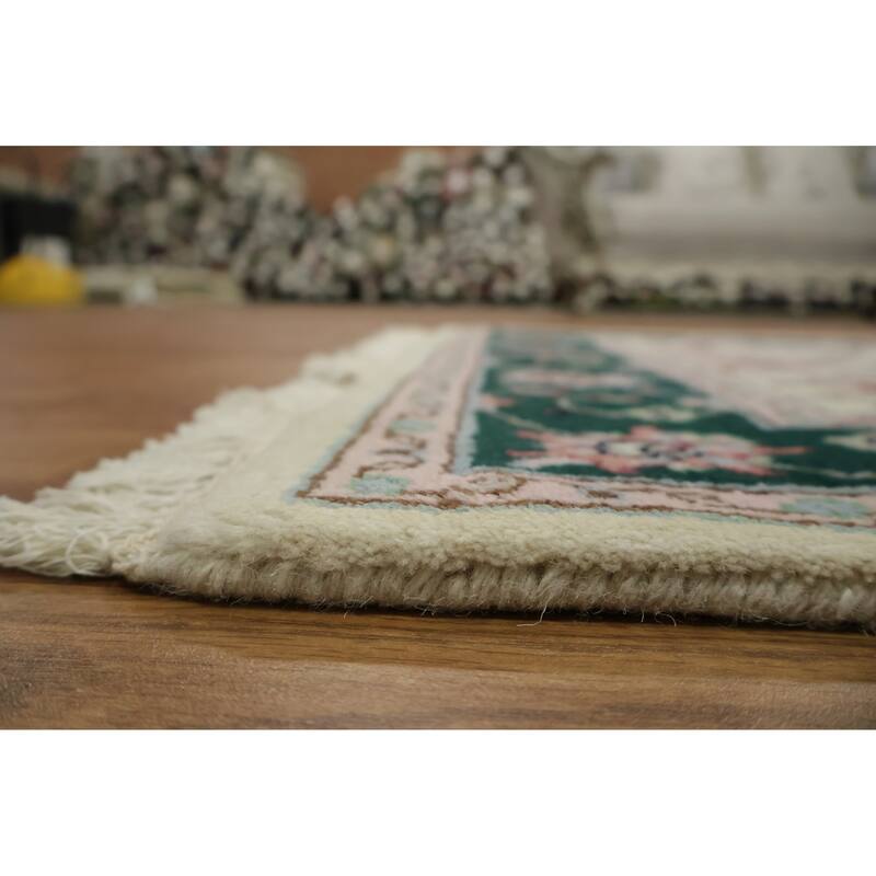 Hand Knotted Oriental 100% Wool Carpet Traditional All-Over Beige & Ivories Kashan Area Rug - 5' 1'' X 3' 0''