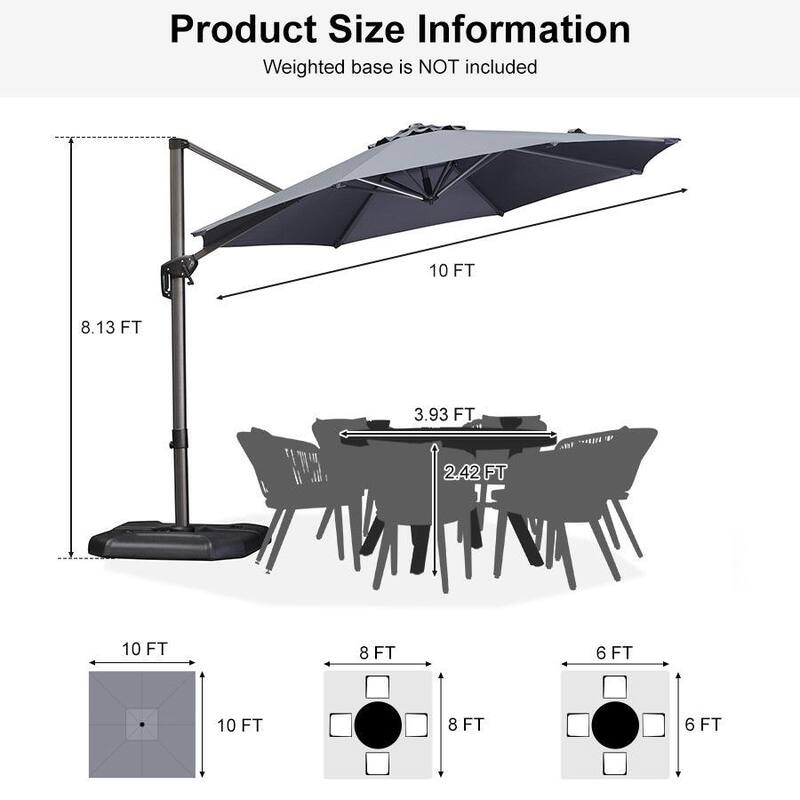 PURPLE LEAF Round 360 Degree Rotation Patio Cantilever Umbrella