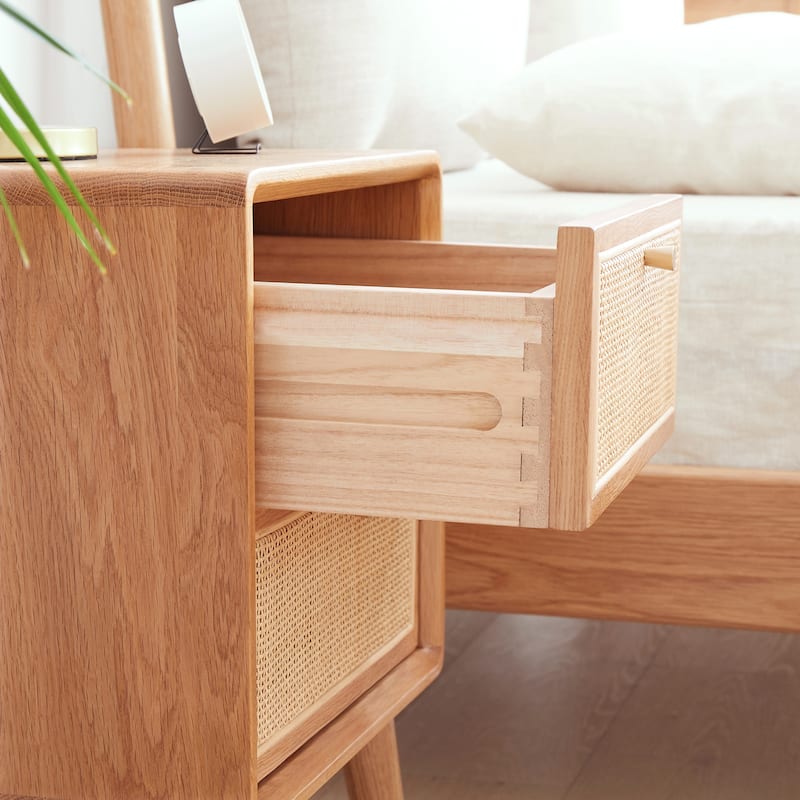 Pure Solid Wood Bedside Cabinet Simple Oak Bedside Nordic Solid Oak Storage Cabinet 0.4m