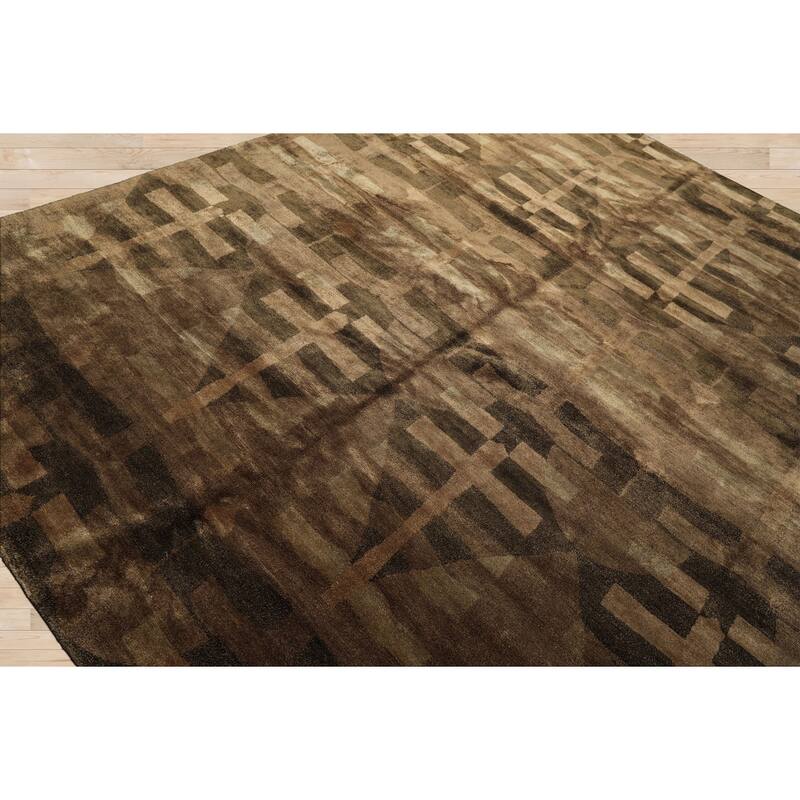 8'2''x10'2'' Tibetano Hand Knotted Wool Moss Tibetan Modern & Contemporary Rug - 8' 2'' x 10' 2''