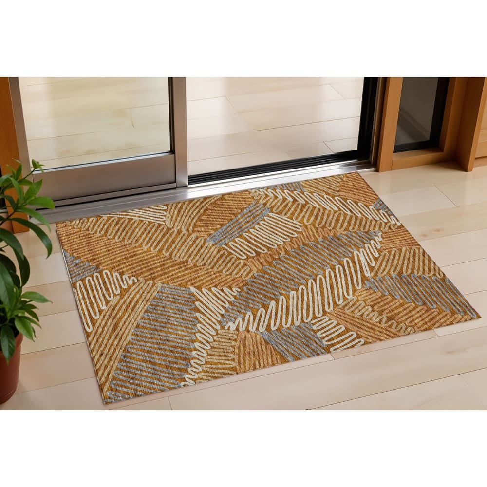 HomeRoots Floral Transitional Rectangle Outdoor Rug