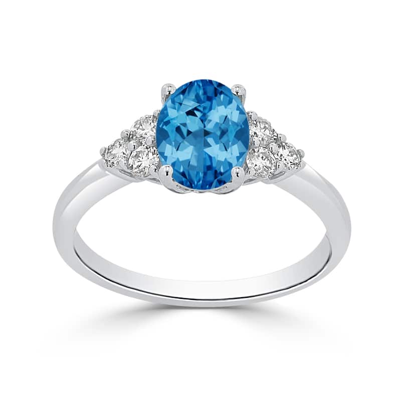 Auriya 1 1/10ct Oval Swiss Blue Topaz and Diamond Engagement Ring 1/4ctw 14k Gold