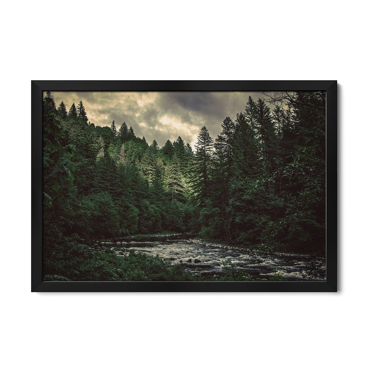Pacific Northwest River And Trees Premium Framed Poster by Nature Magick
