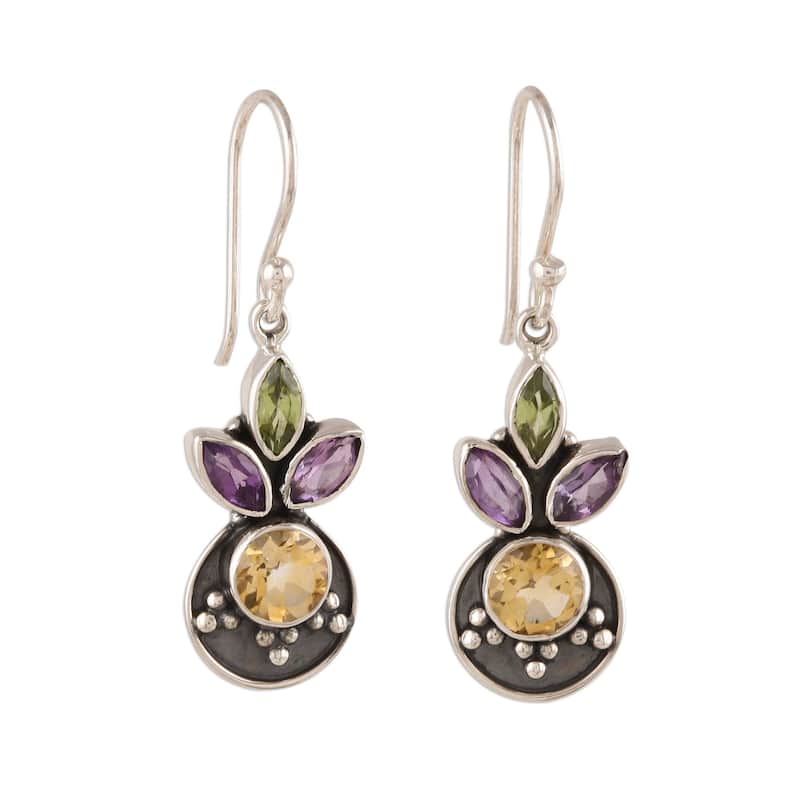 NOVICA Glittering Melody, Multi-gemstone dangle earrings - 1.5*0.4