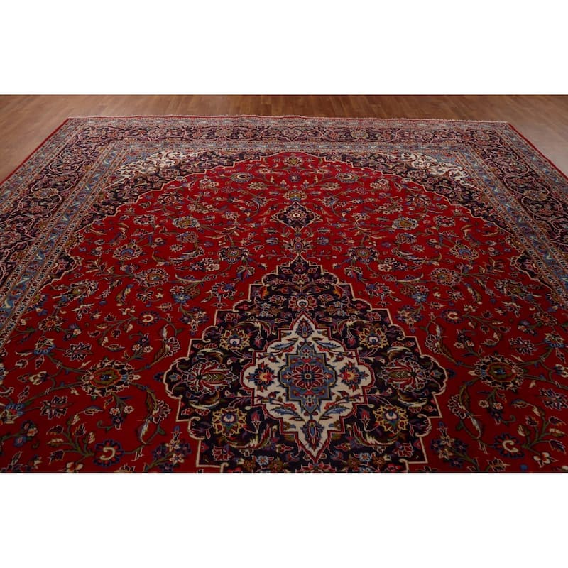 Traditional Kashan Large Persian Area Rug Hand-knotted Wool Carpet - 11'2" x 14'10"