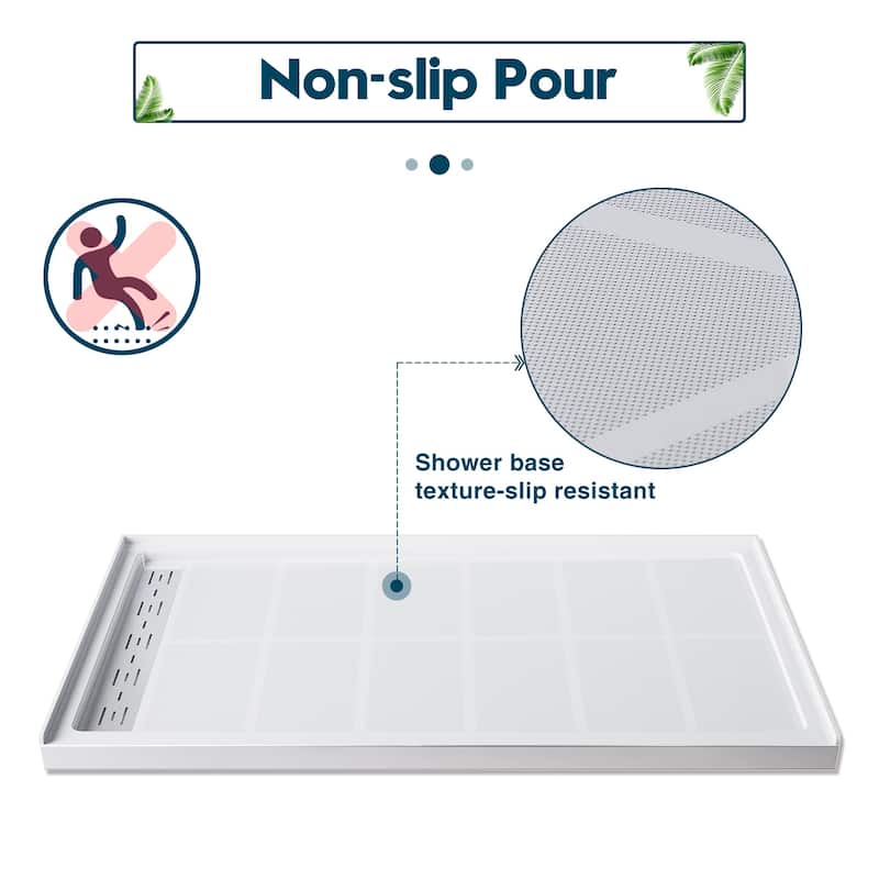 Elegant Rectangular SMC Shower Base 48'' W x 36'' D x 4'' H Single Threshold Anti-slip Shower Pan with Shower Drain