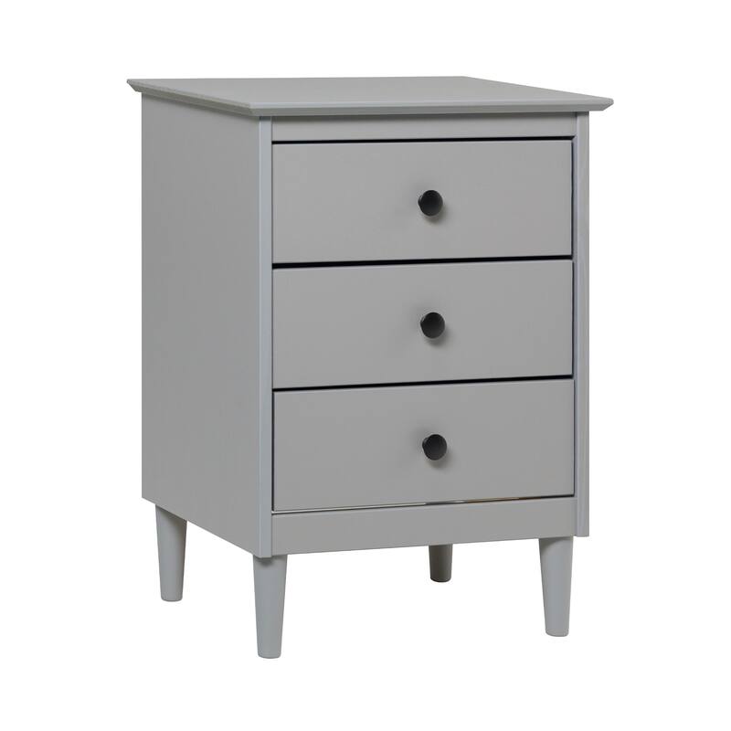 Grey Pine Classic Solid Pine 3 Drawer Nightstand Grey -Simple Modern Style