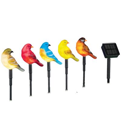 Set of 5 Solar Powered Colorful Birds Pathlights - 94 x 10.63 x 2.25