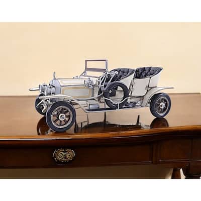 HomeRoots 8" Silver Metal Hand Painted Model Car Tabletop Sculpture - 8.5' X '7.5' X '19.5