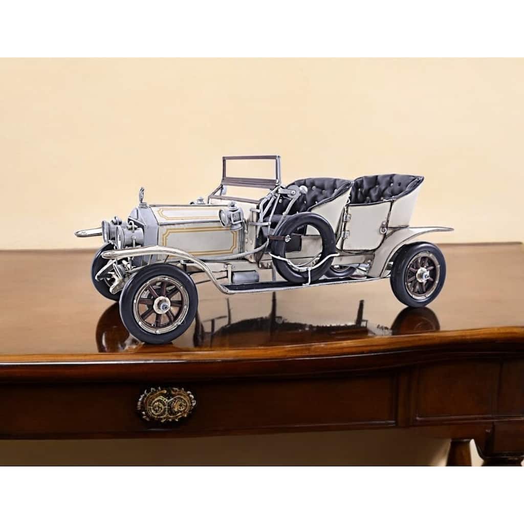 HomeRoots 8" Silver Metal Hand Painted Model Car Tabletop Sculpture - 8.5' X '7.5' X '19.5
