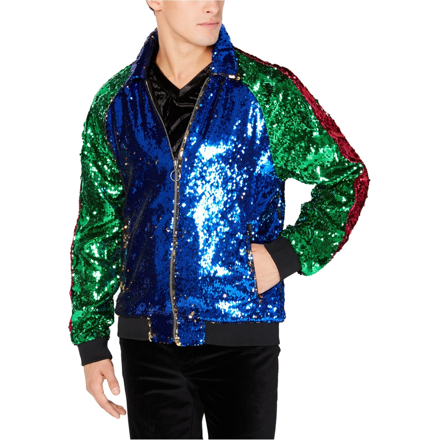 sequin zip up jacket