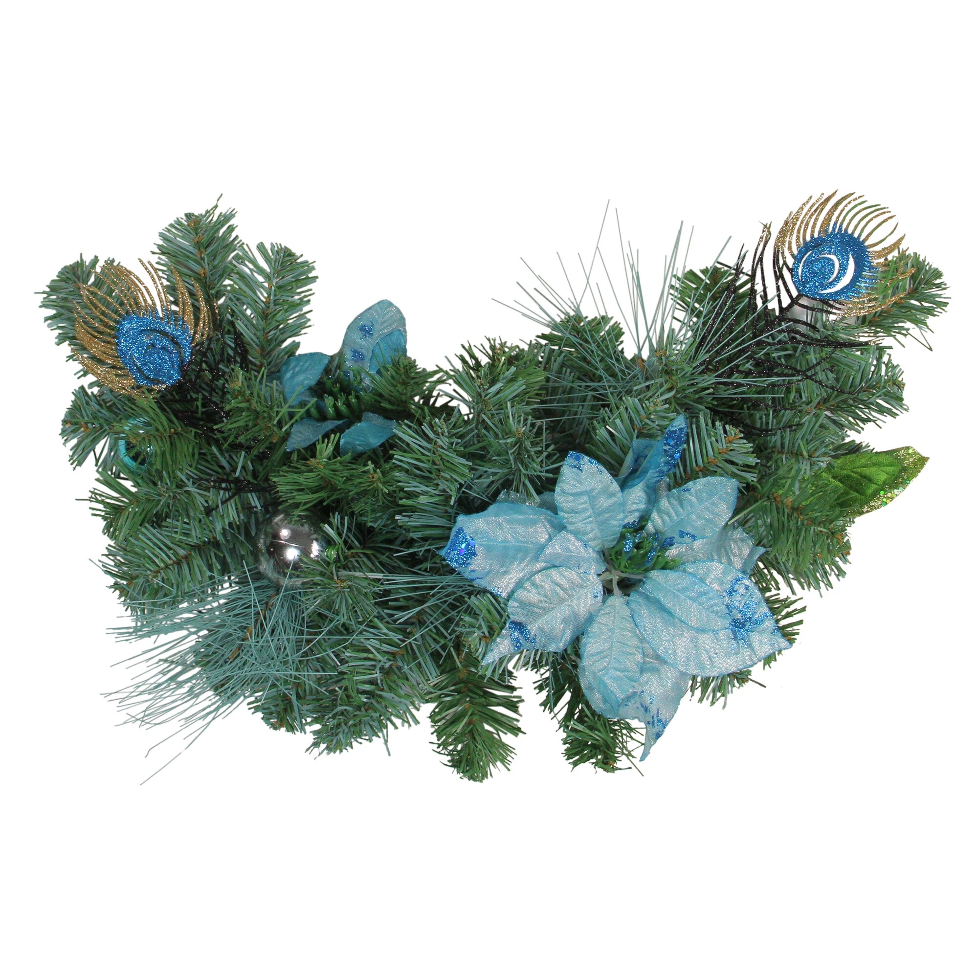 Shop 24 Peacock And Poinsettia Artificial Christmas Swag Unlit Free Shipping On Orders Over 45 Overstock 16547053