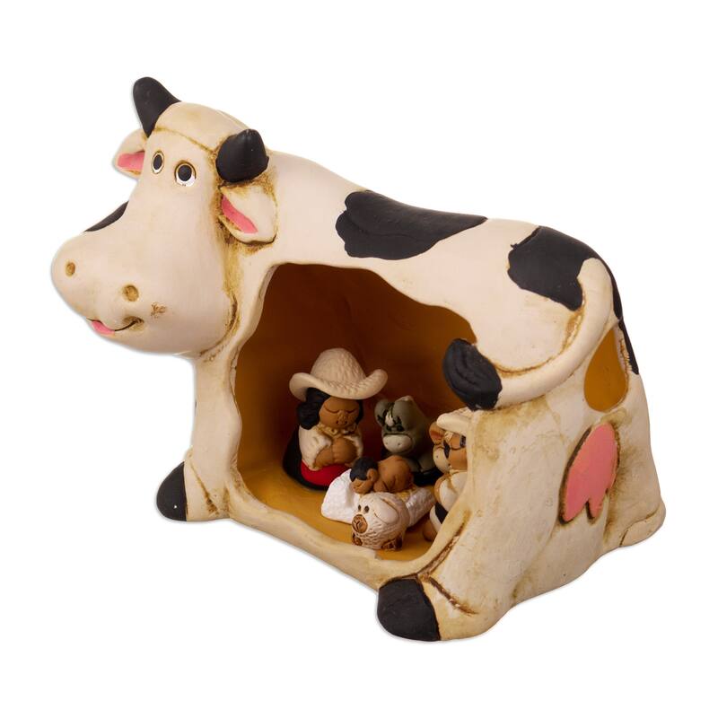 Novica Handmade Miracle Of The Farm Ceramic Nativity Scene