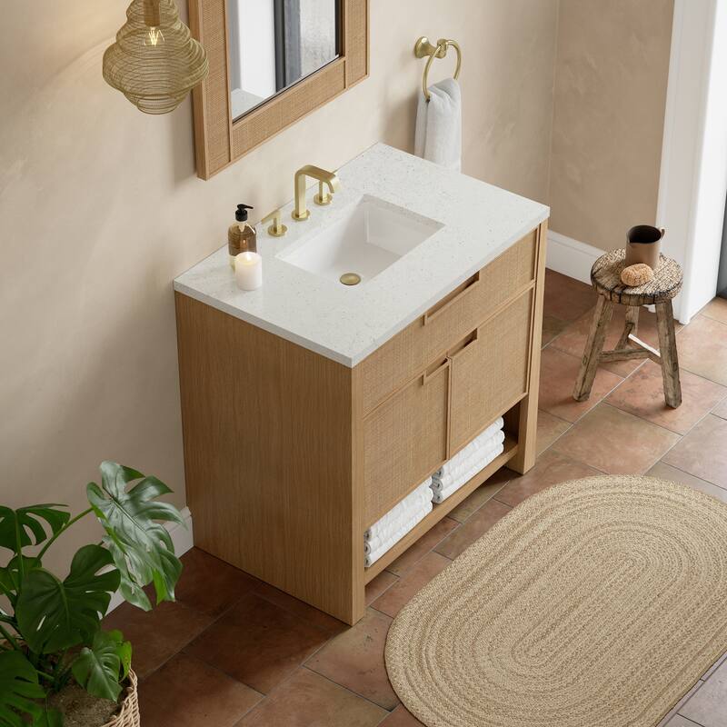 Solene 36" Single Vanity, Seaside Oak - 36 - Lime Delight